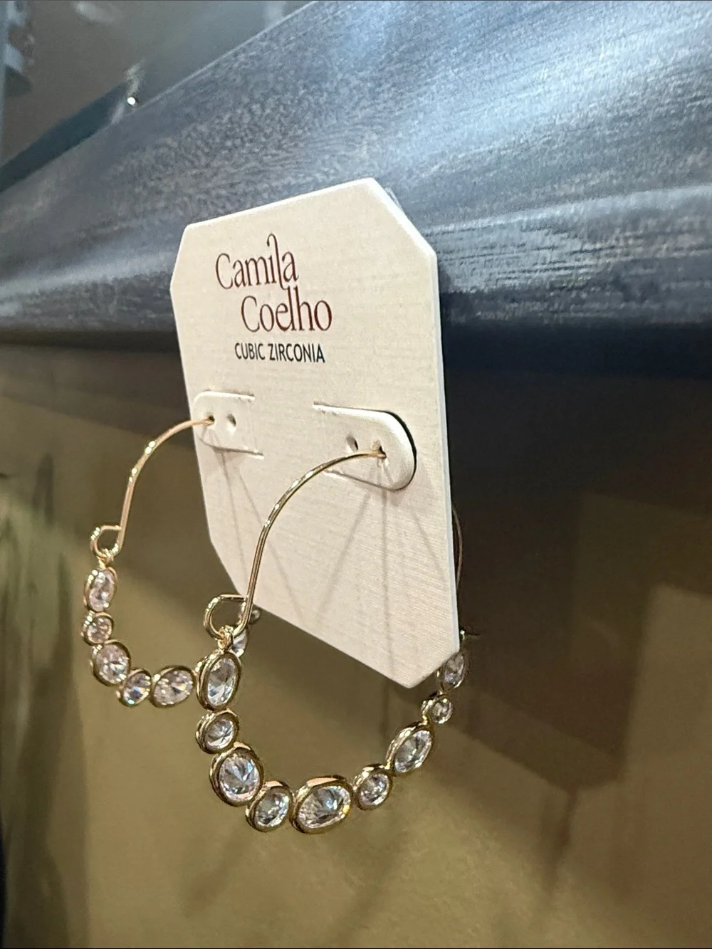 Camila Coelho Rose Gold Oval Hoop Earrings with Cubic Zirconia Accents